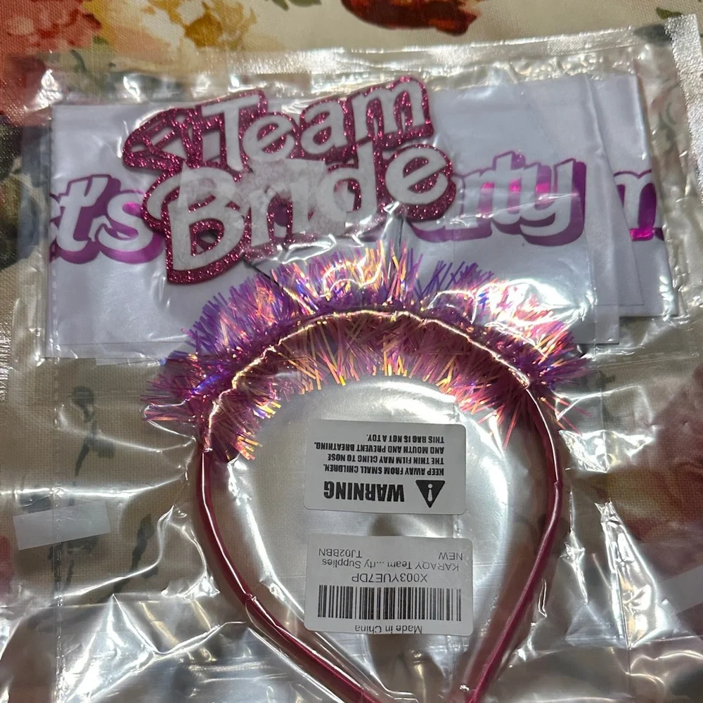 bebe Pink Glitter Team Bride Headband